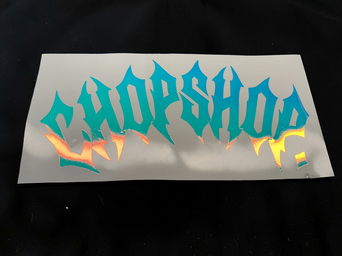 Glow in the dark Chopshop. Stickers measuring about 25cmx10cm